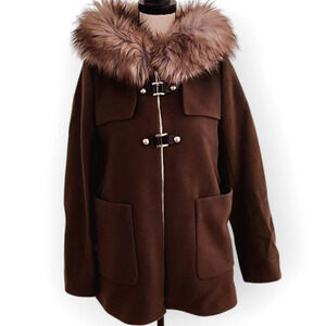 Zara Brown Coat with Faux Fur Collar